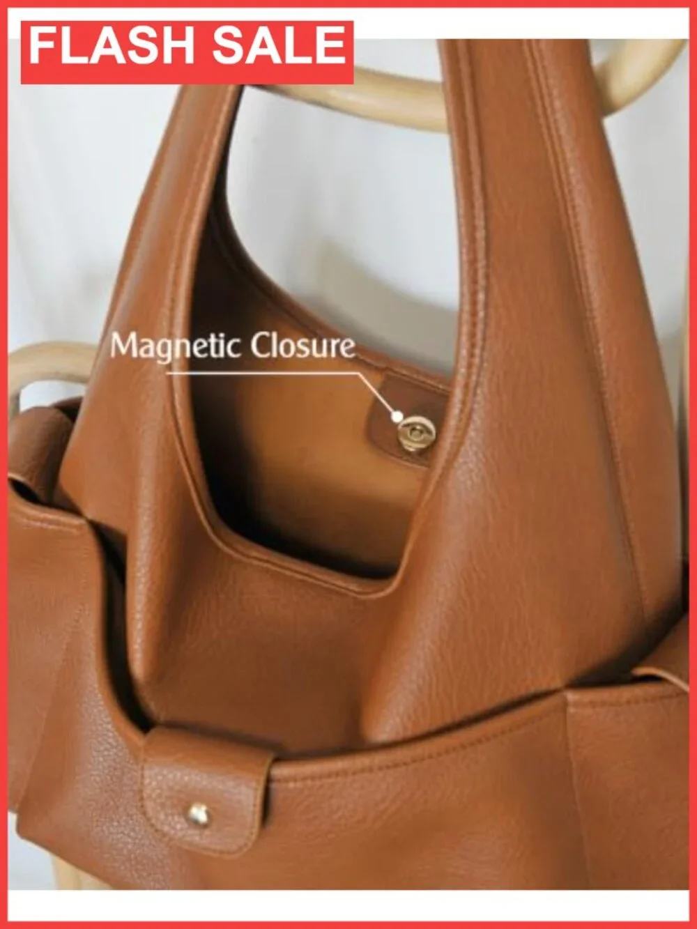 Soft Faux Leather Hobo Shoulder Bag Multi-Pocket Everyday Purse
